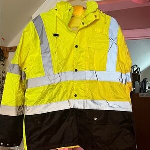 High-Visibility Yellow and Black Windbreaker